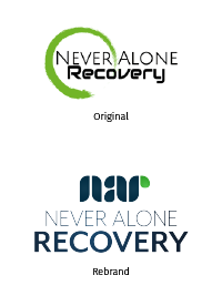 Never Alone Recovery logos, old and new